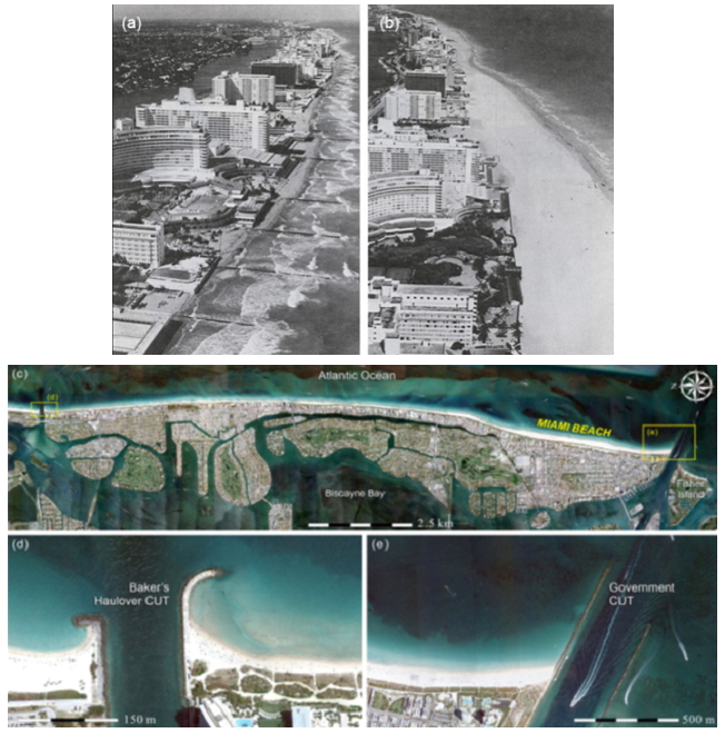 플로리다州 Miami 해안 : 대규모 양빈과 종단도류제